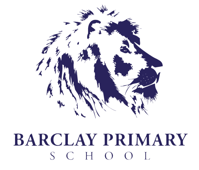 Barclay Primary School logo featuring a lion's head above the school name