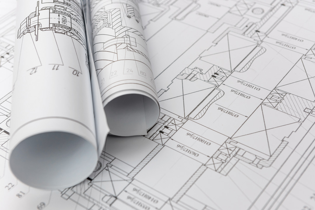 Technical drawings for a building project