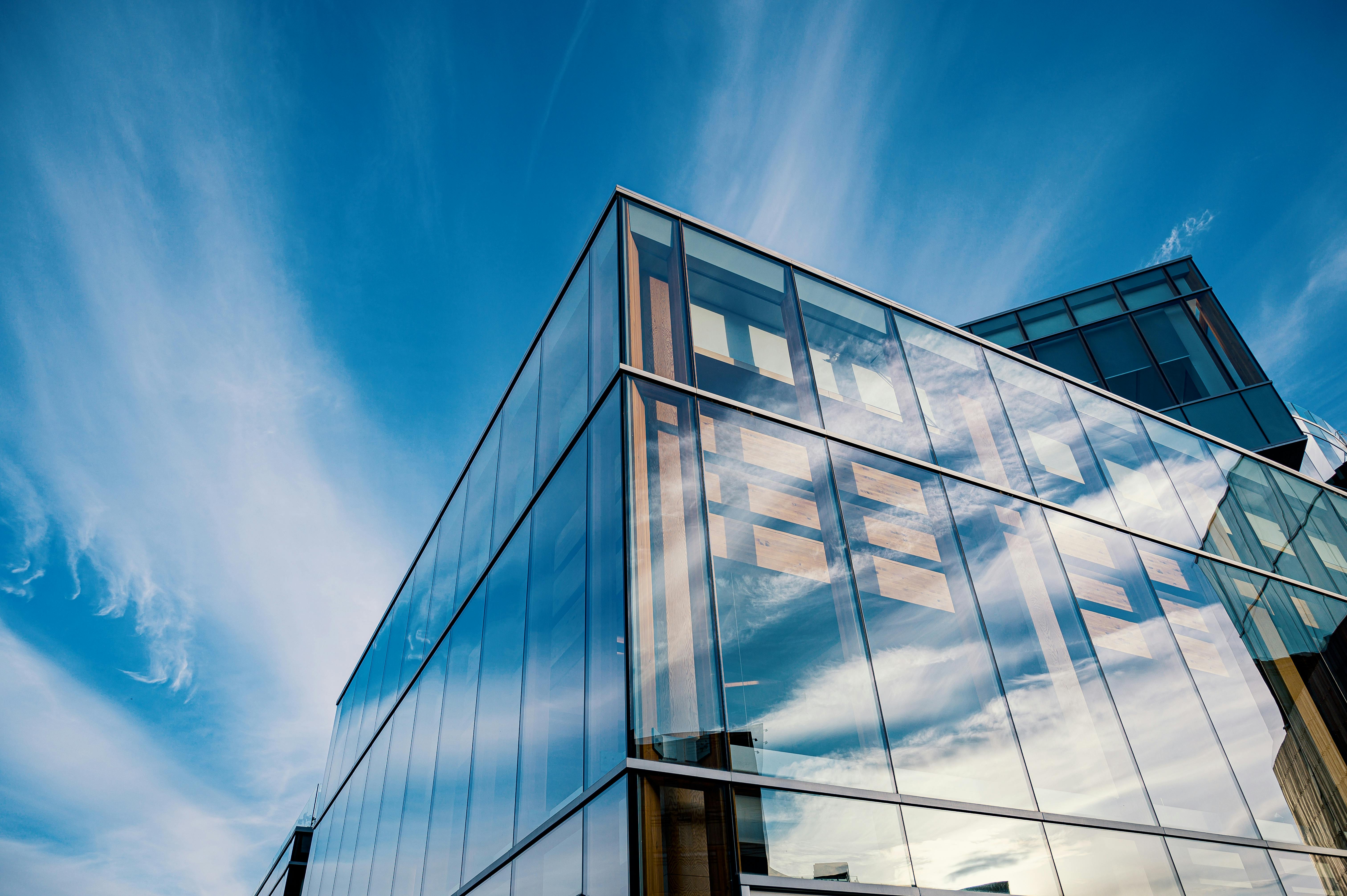 An exterior of a modern office building