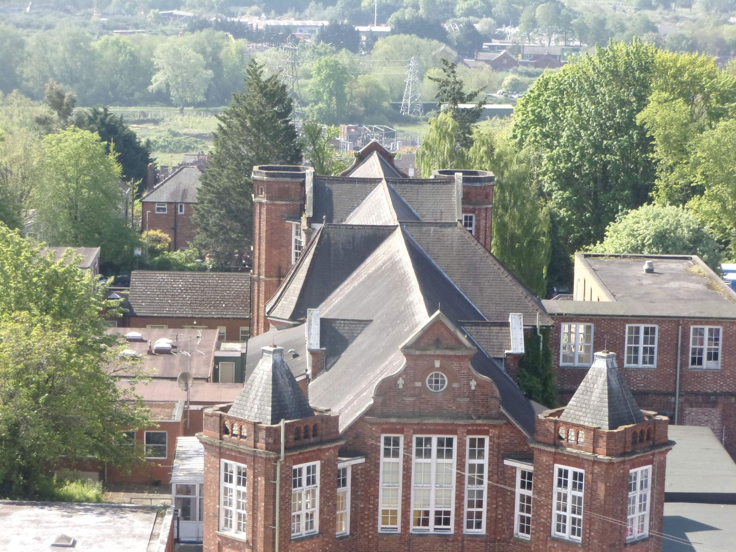 pitched roof drone shot