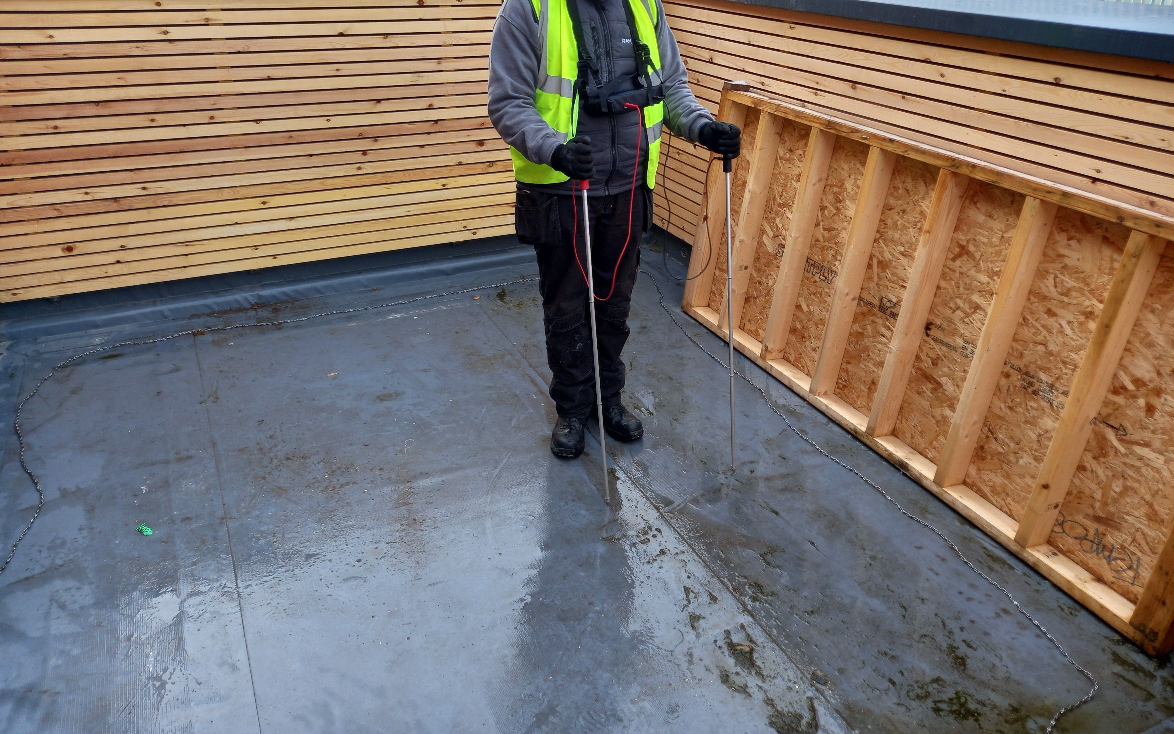 A roof being inspected