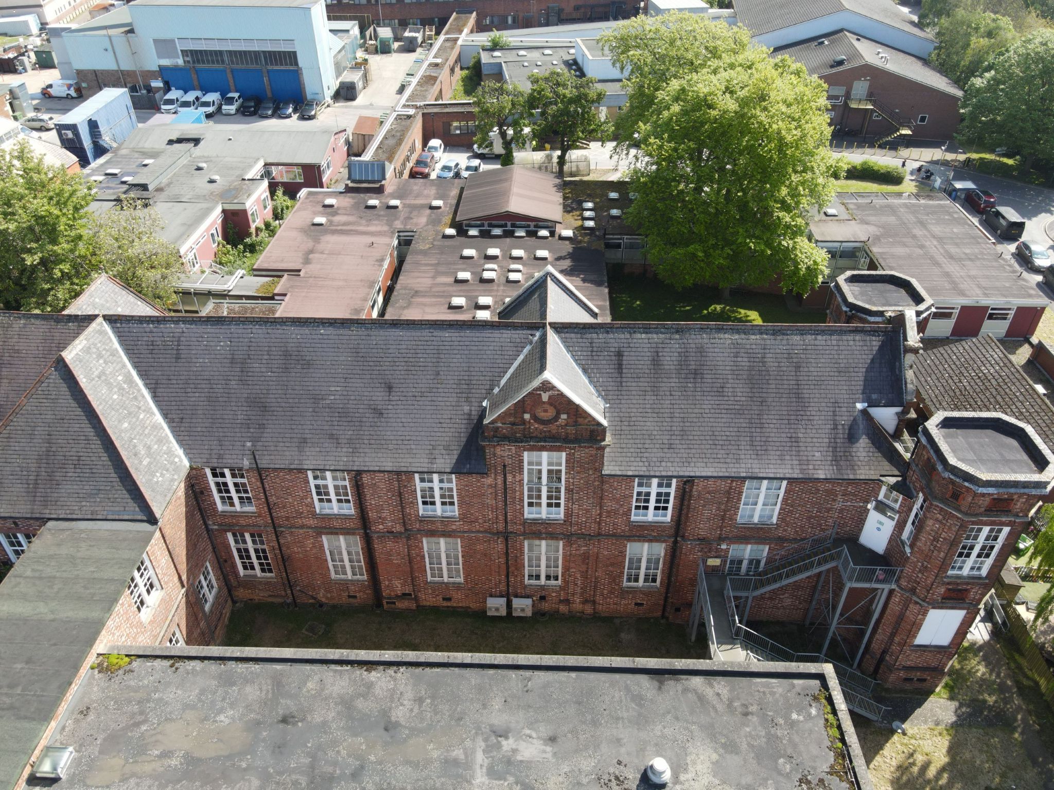 pitched roof drone shot